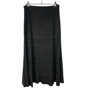 Athena Marie Black Suede Studded Maxi Y2K Skirt S